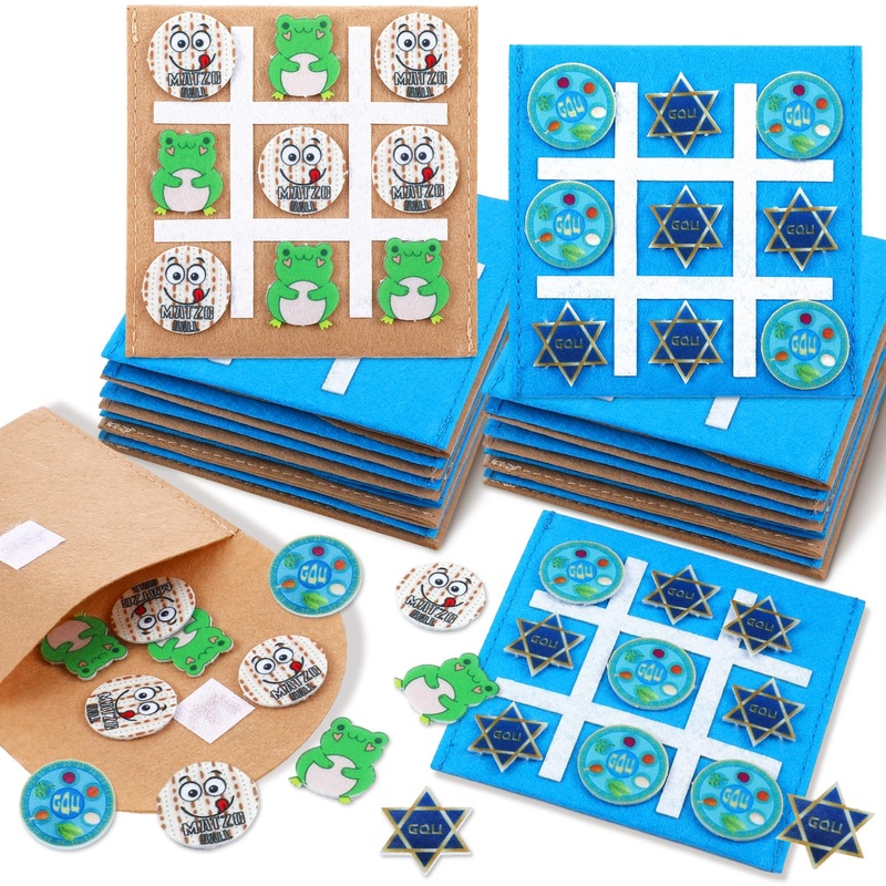 Rotatingpals 12 Set Passover Tic Tac Toe Gifts For Jewish Seder Meal Passover Party Game Pesach Mini Board Game For Kids Adults