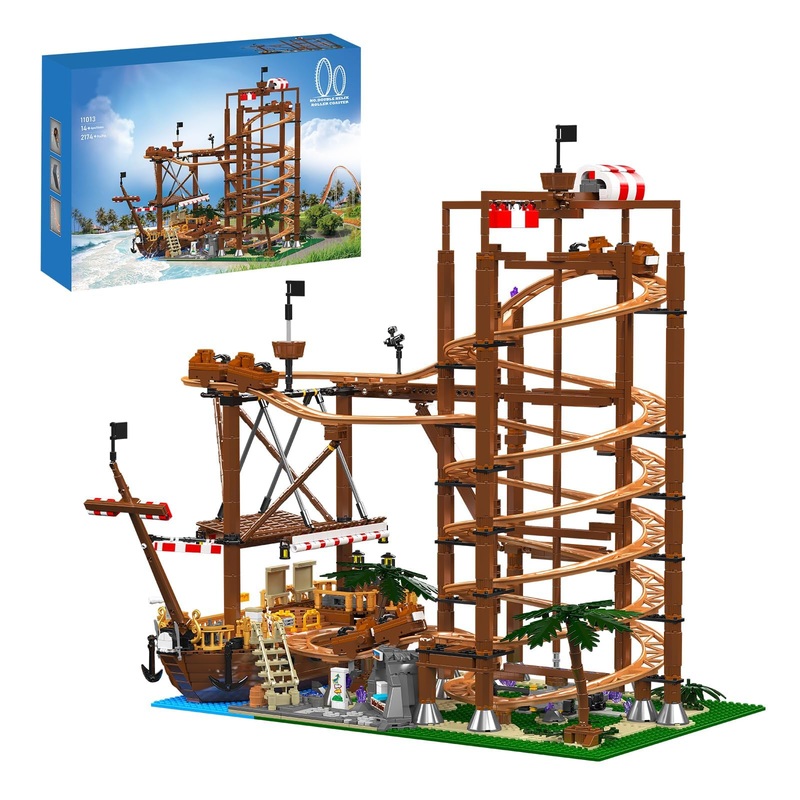 Sosuy Roller-Coaster Building Set, Electric Motorized Track Ship, Amusement Park Toy For Boy Girl Teen, Easter Birthday Gifts Fo