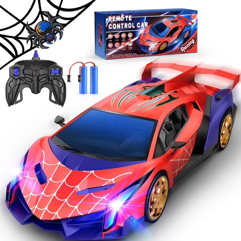 Spider Remote Control Car 1:16, 2.4Ghz Rc Cars Spider Toys Gifts For 3 4 5 6 7 8 9 10 Year Old Boys Kids, Electric Rechargeable