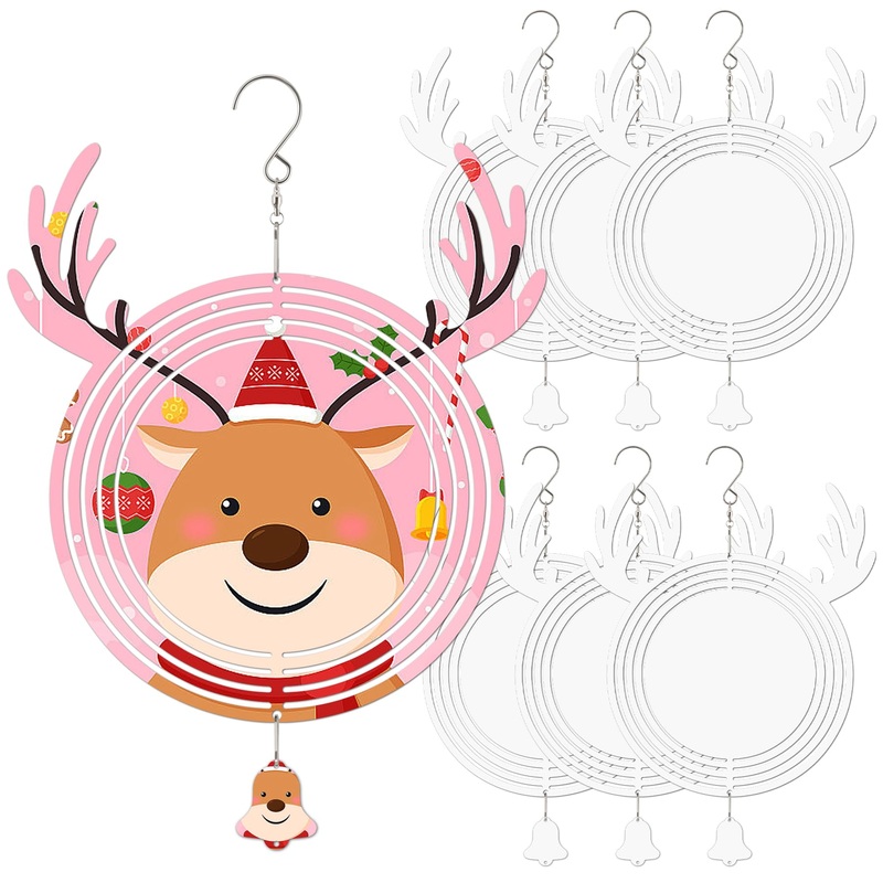 Sublimation Wind Spinner Blanks, 6 Pack 10 Inch 3D Aluminum Metal Hanging Wind Spinner Bulk For Garden Yard Outdoor, Window Porc
