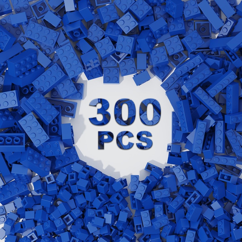 Webrick 300 Pcs Classic Building Bricks, Blue Bulk Bricks,Compatible With Major Brands Parts And Pieces, Creative Building Block