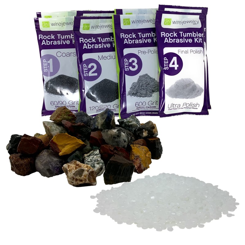 Wirejewelry Gemstones Of The World Tumbler Refill Kit – 3 Lbs. Of Handpicked Rock, 2 Batches Of 4 Step Abrasive Grit And Polish