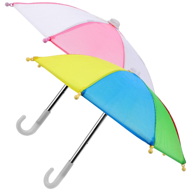 2 Pcs Mini Umbrella Toys Doll Toys Rainy Umbrella Miniature Umbrella Model Umbrella Hanging Decoration For Photo Props Supplies