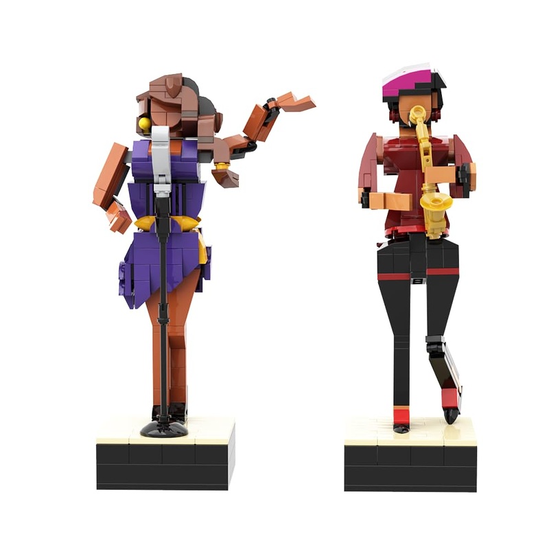 403 Pcs Jazz Club Saxophone Player And Lead Singer Building Blocks Sets; Saxophone Player Model Figures For Musician, Music Love