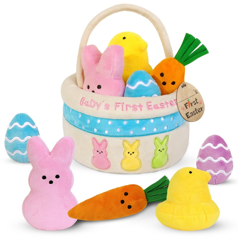 Bunny Chorus My First Easter Basket Stuffers For Babies, 6Ct Personalized Baby’S First Easter Basket Playset, Peep Bunny Chick C