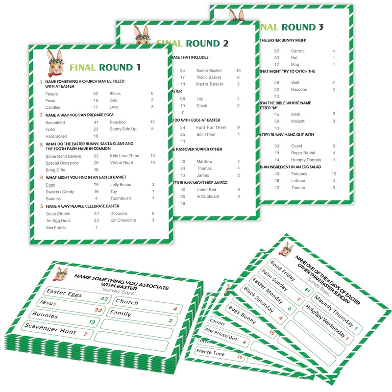 Easter Friendly Feud Game – Easter Trivia Quiz, Family Game Night, Family Friendly Quiz, Easter Party Favor Supplies (As02)