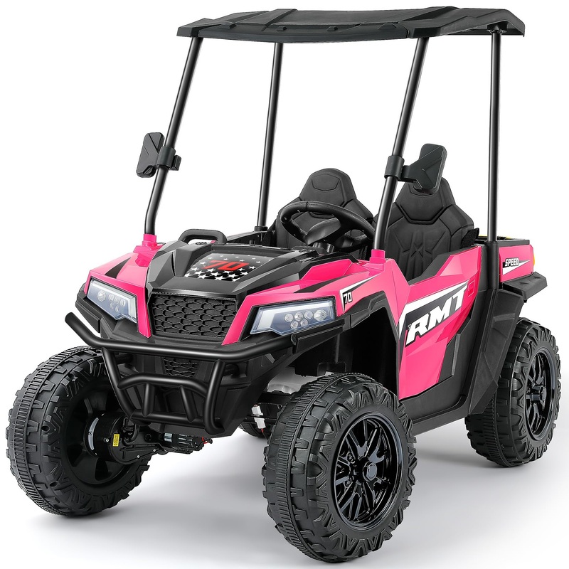 Elemara Ride On Cars 2 Seater W/Sun Shade, Dump Bed And Shovel, Ride On Toy For Big Kids, 12V 10Ah 4Wd Powered Electric Car, Sid