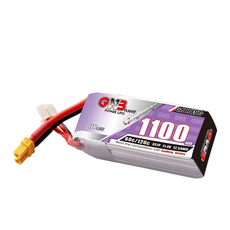 Gaoneng Gnb Lipo Battery 3S 1100Mah 11.4V Hv 60C Withxt30 Connector For Size 90-130Mm Brushless Drones 2.5 Inch Toothpick Drone