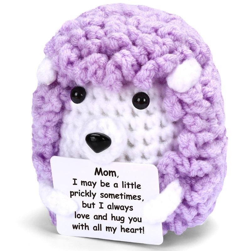 Juleasel Mini Hedgehog Positive Crochet Animals For Mom From Daughter Son Kids, Funny Birthday Gifts For New Mom Bonus Mother In