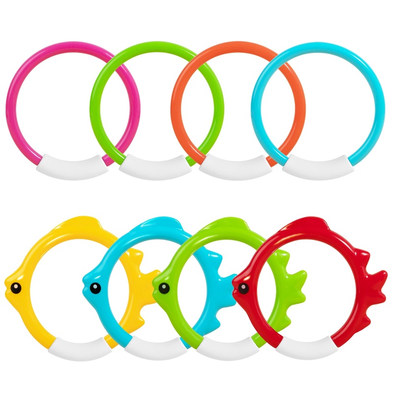 Korlon Tec 8 Pack Pool Diving Toys Water Swimming Pool Dive Rings Toys For Kids 4-8 Colorful Easy To Find And Grab