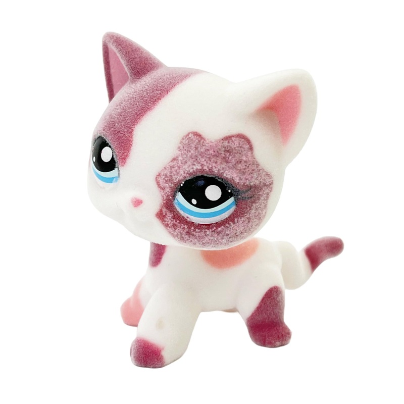Lpscb Custom-Made Flocked Pet Shop Toy Fuzzy Animal Figure Short Hair Cat Dog Collie Dachshund Great Dane Cocker Spaniel (Pink #