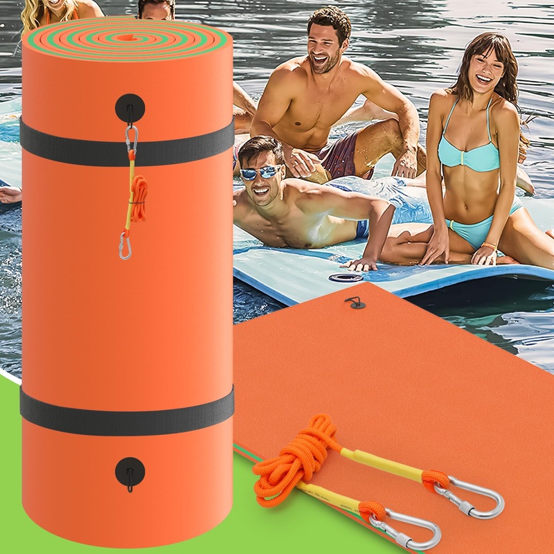 Magshion 18X6 Ft Extra-Large Floating Water Mat, Spacious Pool Float Pad For Lakes, Includes Elastic Tow Rope & Storage Straps,