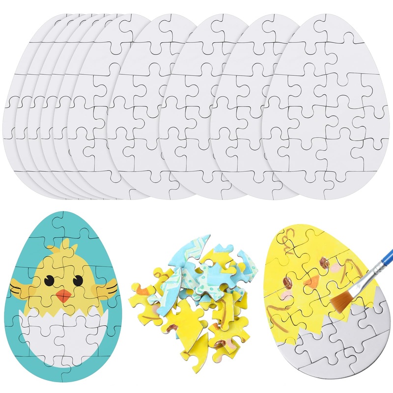 Motionchic 20 Pack Easter Egg Blank Puzzles To Draw On 18 Pieces Each 3.9 X 2.7 Make Your Own Puzzle Egg Shape Create Your Own P
