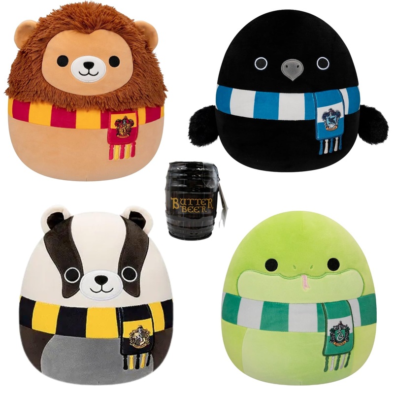 Okie Dokie Trading Co. Harry Potter House Squishmallow Bundle – Choose Your House Plus Matching Jelly Beans (Set Of 4, 8 Inch)