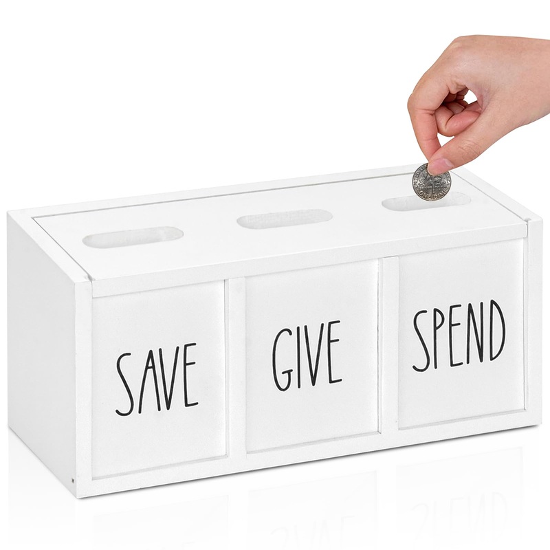 Piggy Bank For Kids, Saving Box For Adults For Bills And Coins, Money Box For Cash, Wood Money Saving Box For Boys And Grils,Giv