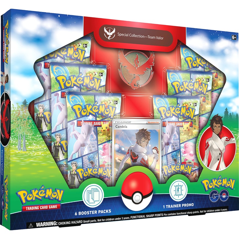 Pok  Mon Tcg: Go Special Collection – Team Valor (1 Foil Promo Card, 1 Deluxe Pin & 6 Booster Packs)