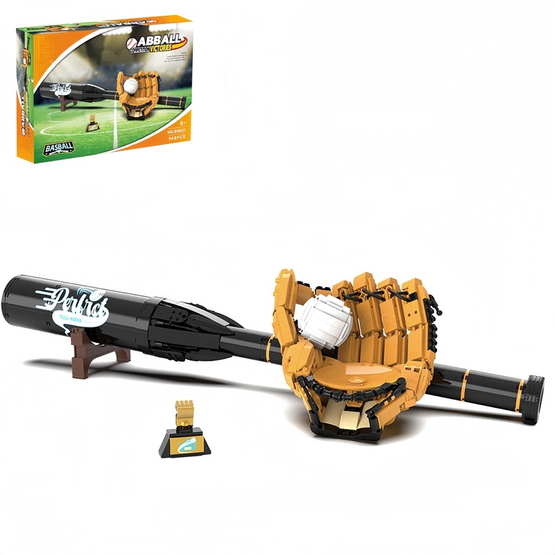 Rwsefk Baseball Building Blocks Kits, Baseball Bat & Baseball Gloves Model Toy Set, Bedroom Decorations, Stadium Creative Gifts