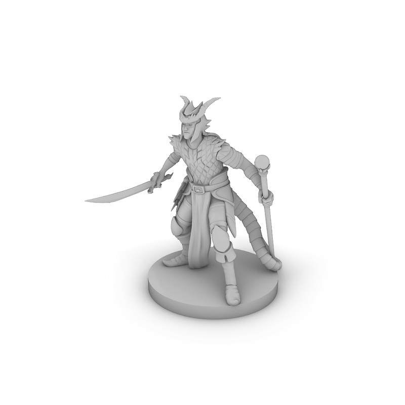 Tiefling Male Hexblade Warlock Tabletop Dnd Gaming Miniature