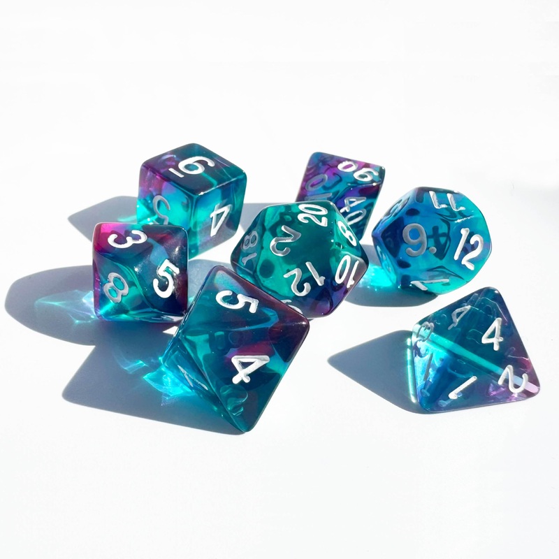 Vvpesca Blue Dnd Dice Set Of 7 – Transparent Polyhedral Dice Set For D&D, Ttrpgs, Dungeons And Dragons, Role Playing Games – D20