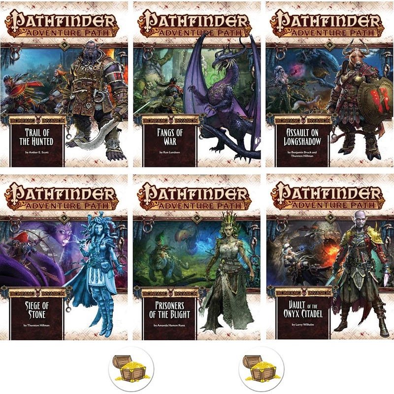 Ama Bundle Of Pathfinder Complete Adventure Path Ironfang Invasion 1 To 6 Plus Two Treasure Chest Buttons
