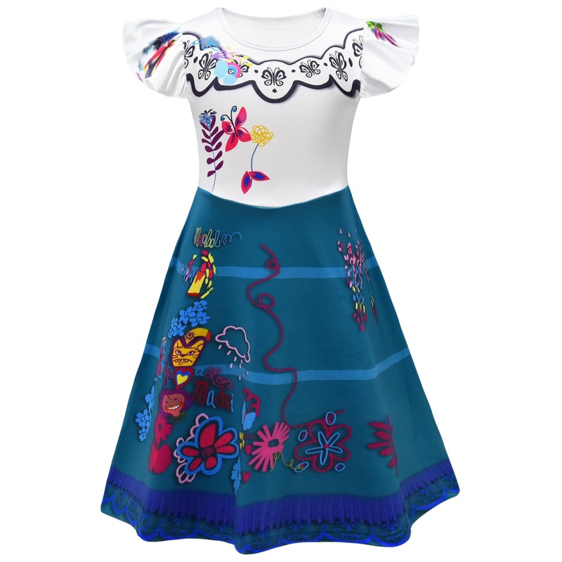 Aovclkid Girls Princess Mirabel Costume Birthday Party Dress Halloween Cosplay Outfits(3T,White)