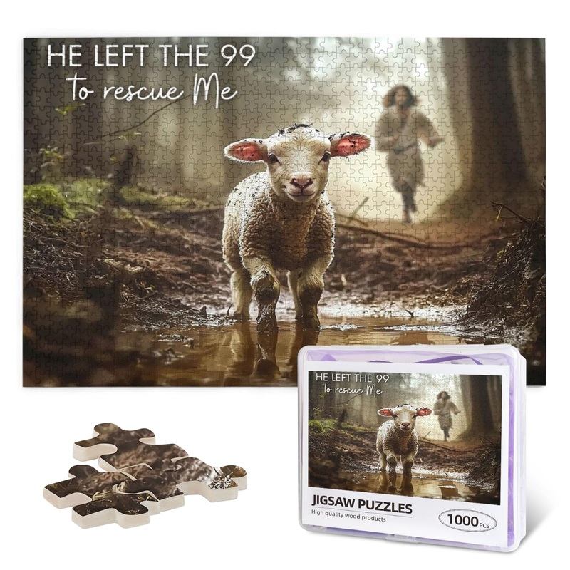Christian Jigsaw Puzzle For Adults 1000 Pieces Vintage Sheep Jesus Religious Puzzles Scripture Bible Inspirational Wooden Puzzle