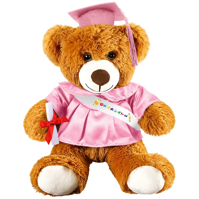 Foilswirl Graduation Bear 2025 With Gown Cap Tassel 12    Pink Graduation Stuffed Animal Plush Bear Toy For Class Of 2025 Prek P