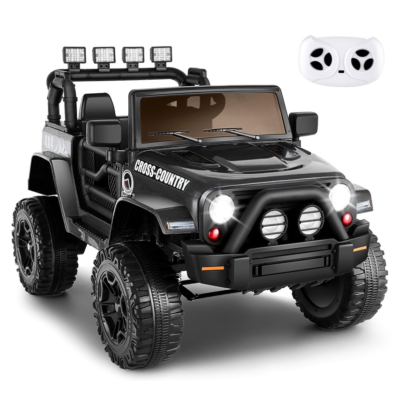 Hikole Kids Electric Car With Parent Remote, 12V Toddler Ride On Vehicle With Music, Bluetooth, Led Lights, Shock Absorbers, Saf