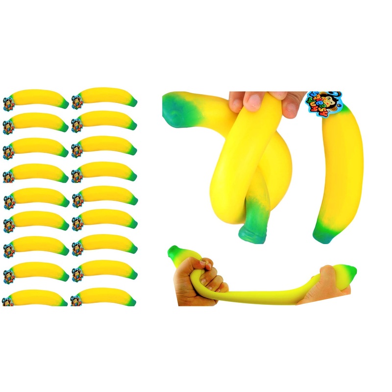Ja-Ru Squeesh Yum Stretchy Banana Party Pack (20 Units) Stress Squeeze Relief Toys | Fruit Fidget Toy For Kids And Adults. Autis