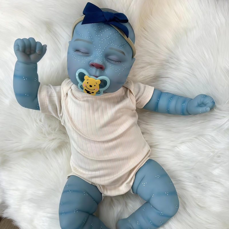 Joyarr Reborn Baby Doll Peaches, 20-Inch Realistic Sleeping Baby With Soft Cloth Body And Blue Skin, Complete Toy Accessories Fo