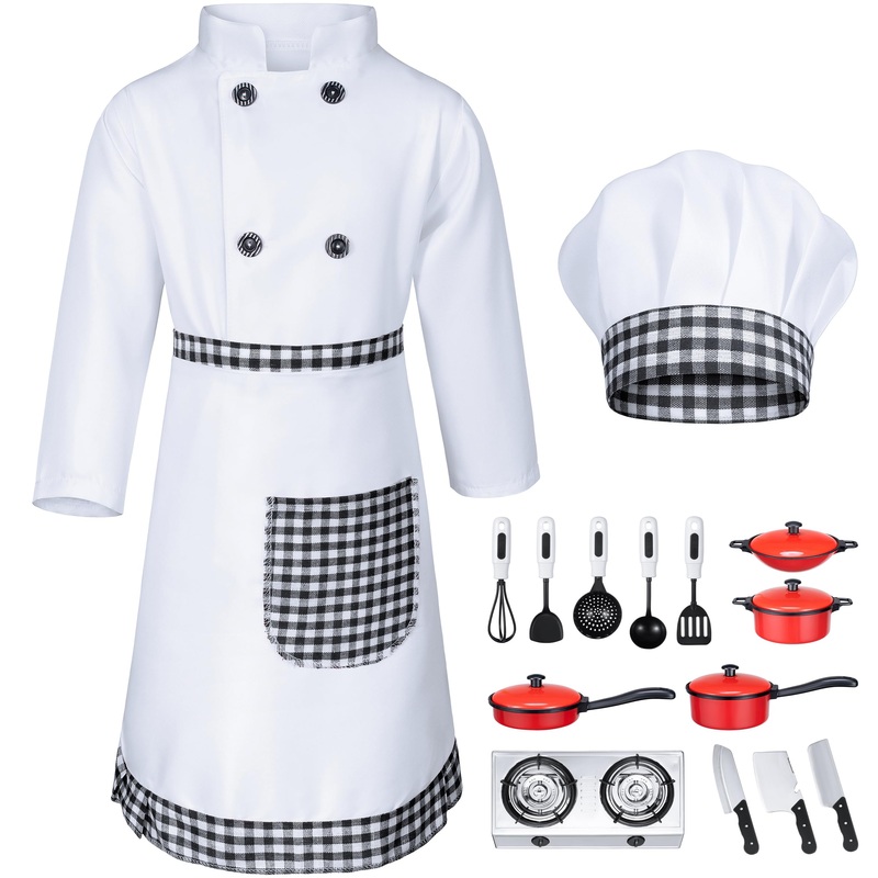 Kids Chef Costume For Boys Girls Kitchen Cooking Party Cosplay 3-4T Black