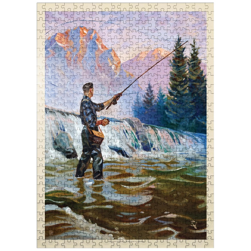Mypuzzle Classic Sportsman: Fly Fishing, Vintage Poster – Premium 500 Piece Jigsaw Puzzle For Adults