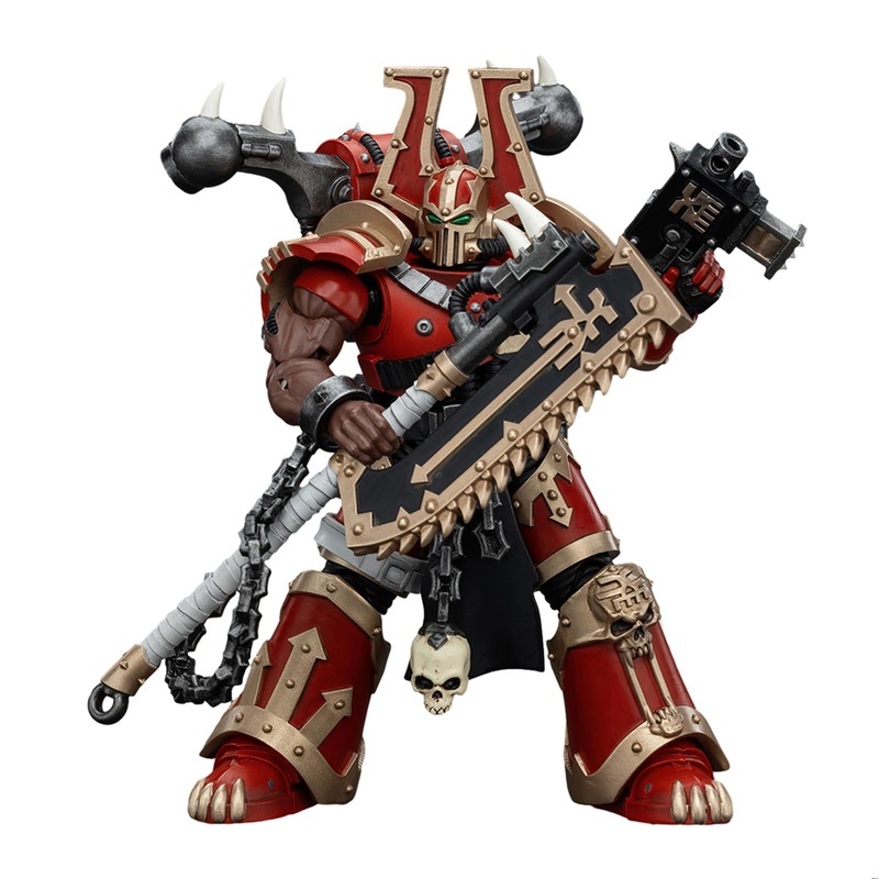 Pipigirl Joytoy Gw 40K Genuine License 1:18 Action Figure, World Eaters Khorne Berzerker With Eviscerator Chainaxe, 4.96 Inch Co