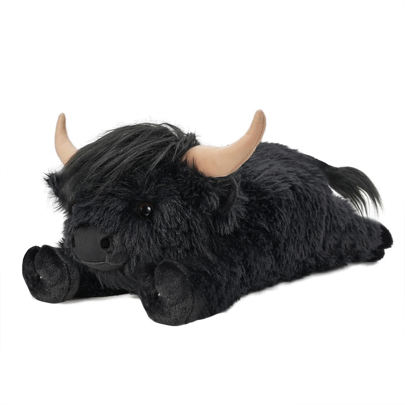 Wdxdsob Highland Cow Stuffed Animal – 18” Dark Brown Cows Plush Toy Gift For Kids & Adults, Cattle Decorations Pillows Living R