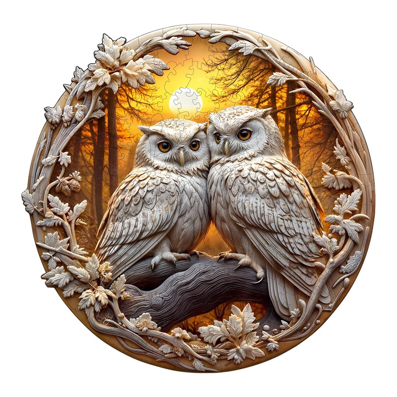 Wooden Puzzles For Adults – Couple Owl Wooden Jigsaw Puzzle – Unique Animal Shaped Wood Puzzles Adult – Creative Birthday Gift F