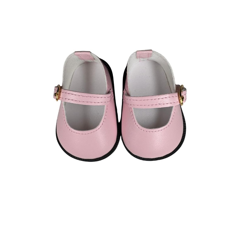 18” American Doll Shoes- Mary Jane Matte Black, Red, White, Pink, Shiny Black Shoe (18” Doll, Pink)