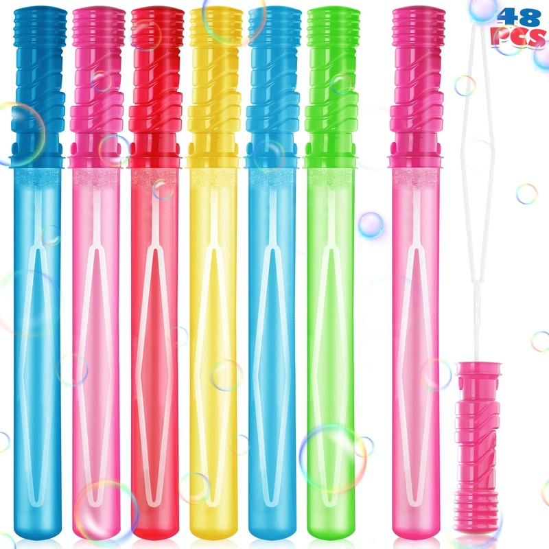 Aurotops 48Pcs 15” Big Bubble Wands Bulk, Assorted Colors Bubble Kit, Bubble Party Favor For Kids, Summer Indoor/Outdoor Activi