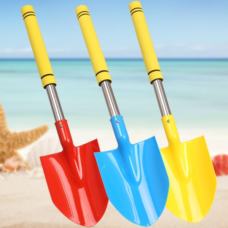 Beach Shovels For Kids,3Pc 24Inch Beach Sand Shovels Toys For Digging Heavy Duty Stainless Steels With D-Grip Handle Sturdy Scoo