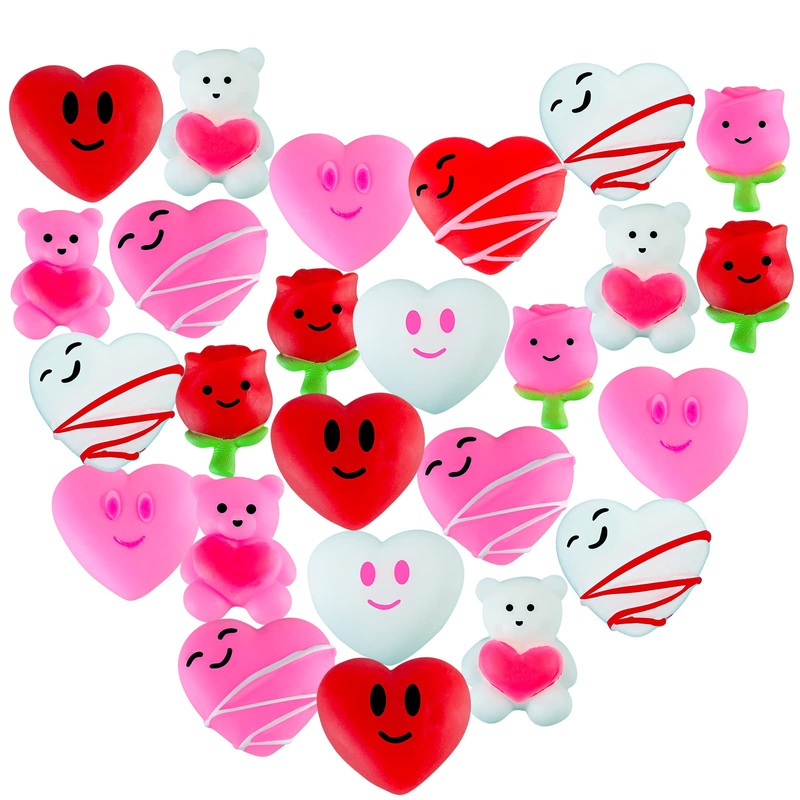 Civaner 40 Pcs Valentines Day Squeeze Balls Heart Stress Balls Valentines Day Gifts For Kids Kawaii Cute Stress Relief Toy Foam