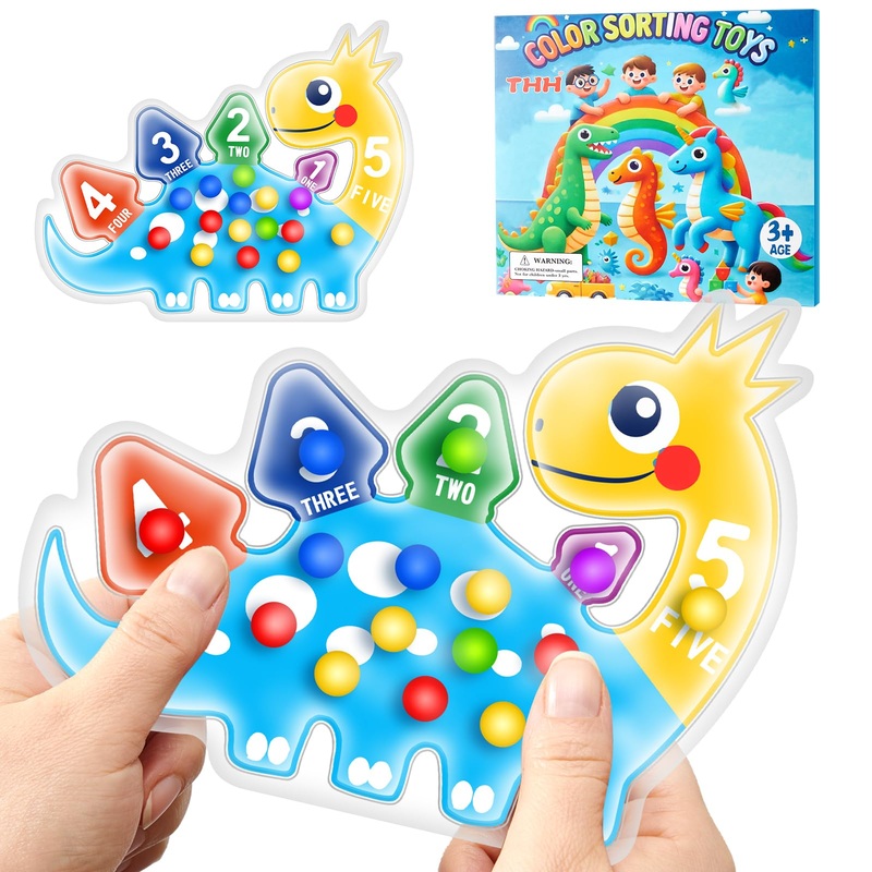 Color Sorting Toys Sensory Toys, Dinosaur Toy Montessori Toys For Toddler Activities Fine Motor Skill Game Travel Quiet Autism L