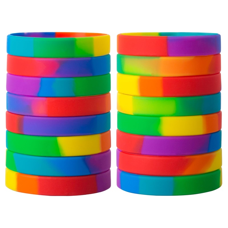 Cyclusive 20 Pieces Rubber Bracelets Solid Color Silicone Wristbands Colored Rubber Stretch Bracelets For Women Men Teen Gifts(R