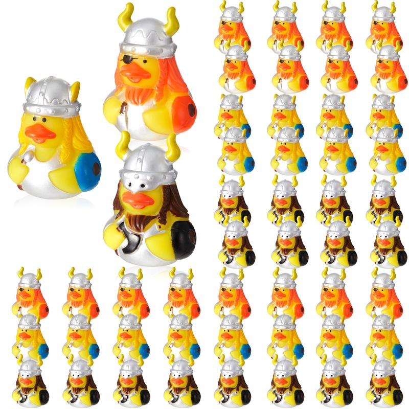 Deekin 24 Pcs Assorted Viking Rubber Ducks In Bulk, 2 Inch Rubber Duckies For Medieval Themed Party Supplies, Mini Bath Toys For