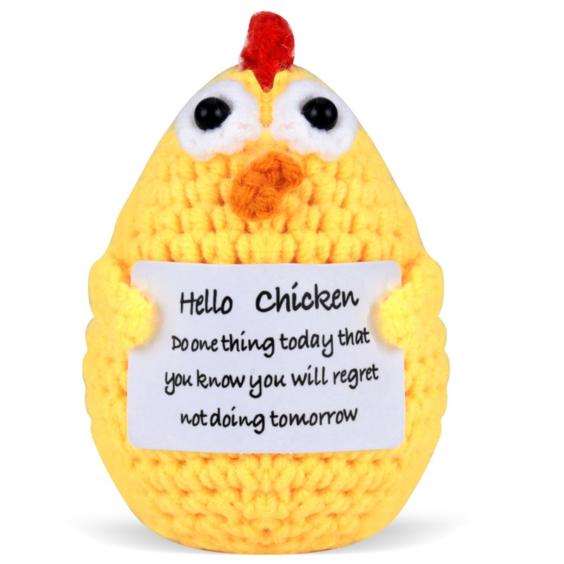 Lestp Funny Gifts Women Positive Chicken Emotional Support Crochet Nuggets Pickle Plush Partner Cute Birthday Gift Gag Metal Hea