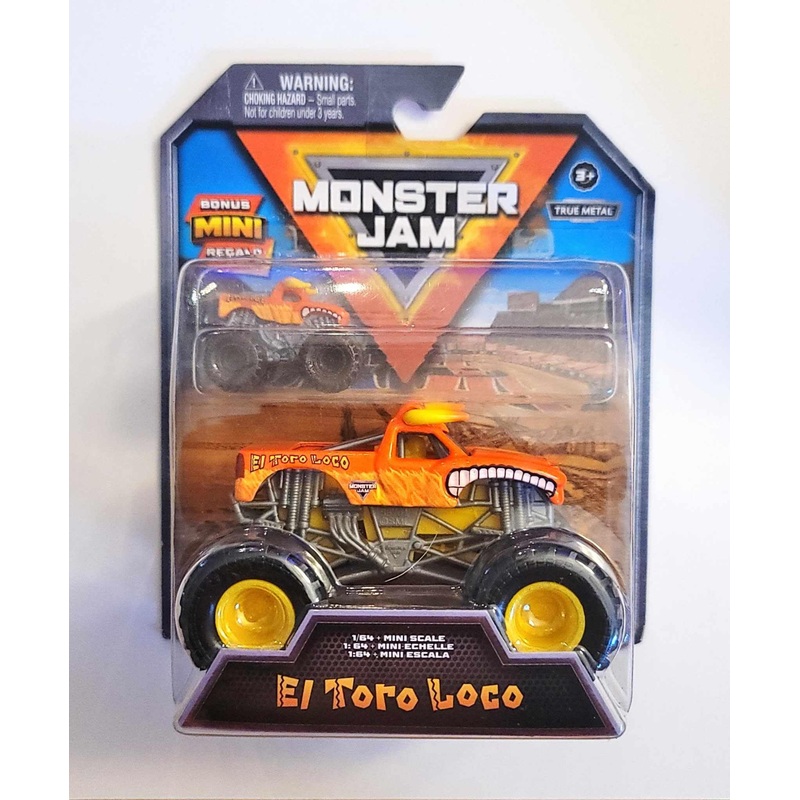 Monster Jam Play Set With Bonus Mini Regalo Grave Digger, El Toro Loco And Megalodon 3+ Years Old (El Toro Loco), Small, 6071545