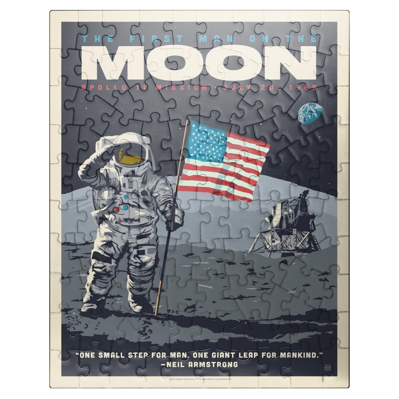 Mypuzzle Nasa 1969: First Man On The Moon, Vintage Poster – Premium 100 Piece Jigsaw Puzzle For Adults