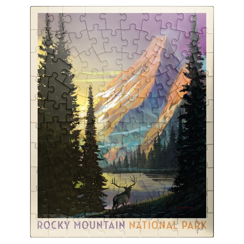 Mypuzzle Rocky Mountain National Park: Pyramid Peak, Vintage Poster – Premium 100 Piece Jigsaw Puzzle For Adults