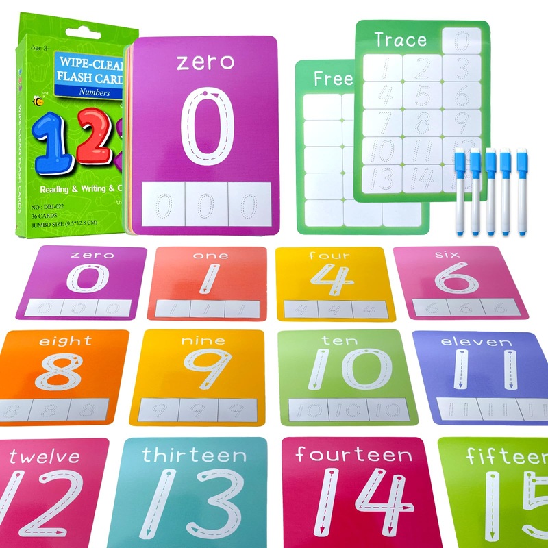 Number Flash Cards For Toddlers With 5 Dry Erase Pens, Numbers 0-25/30-100 Preschool Fun Learning Card, 36Pcs Double Sides Count