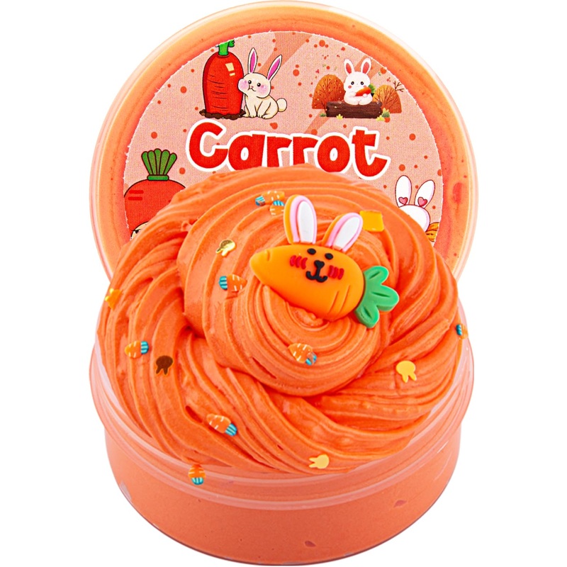 Okaybee Carrot Orange Butter Slime With Easter Bunny Slime Charm, Slime Toys For Kids, Easter Gifts For Toddlers Teens Unisex Ch
