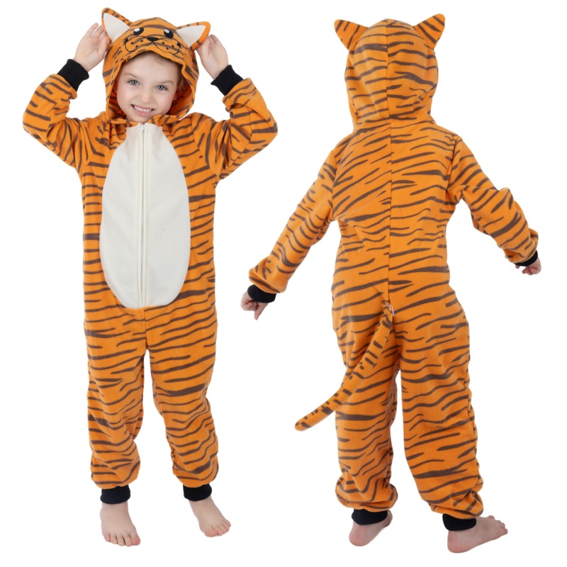 Raberto Unisex Children Animal Onesie – Kids Girls Boys Tiger Costume For Halloween, Christmas, Carnival & Party – Ages 10-12
