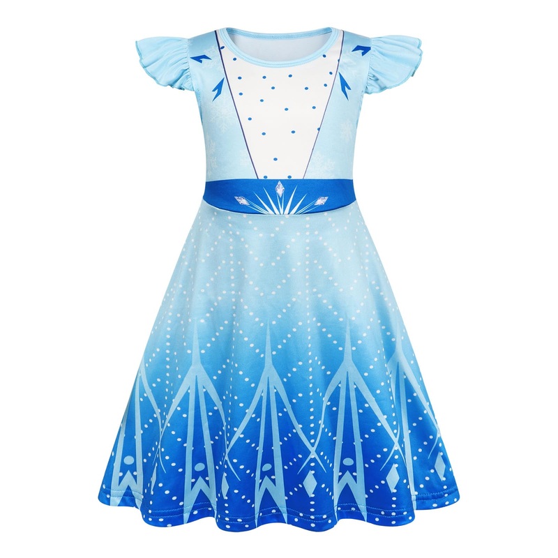 Sukyfecde Girls Princess Dresses Toddler Kids Costume Birthday Party Dress Halloween Cosplay Outfits 5T Blue